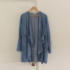 Chambray Denim Poncho/Coat with Pockets